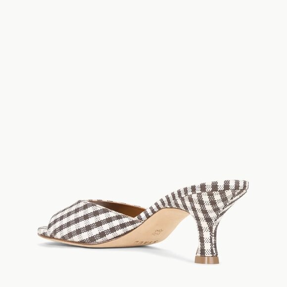 STAUD Brigitte Kitten Heel Mule in Chocolate Micro Check NIB, Size 39.5 - Picture 4 of 10